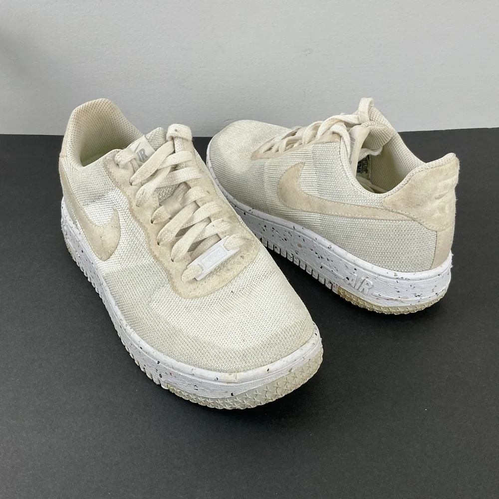 Nike Air Off White Knit Sneakers Athletic Back to School Size 6.5 Big Girl Youth